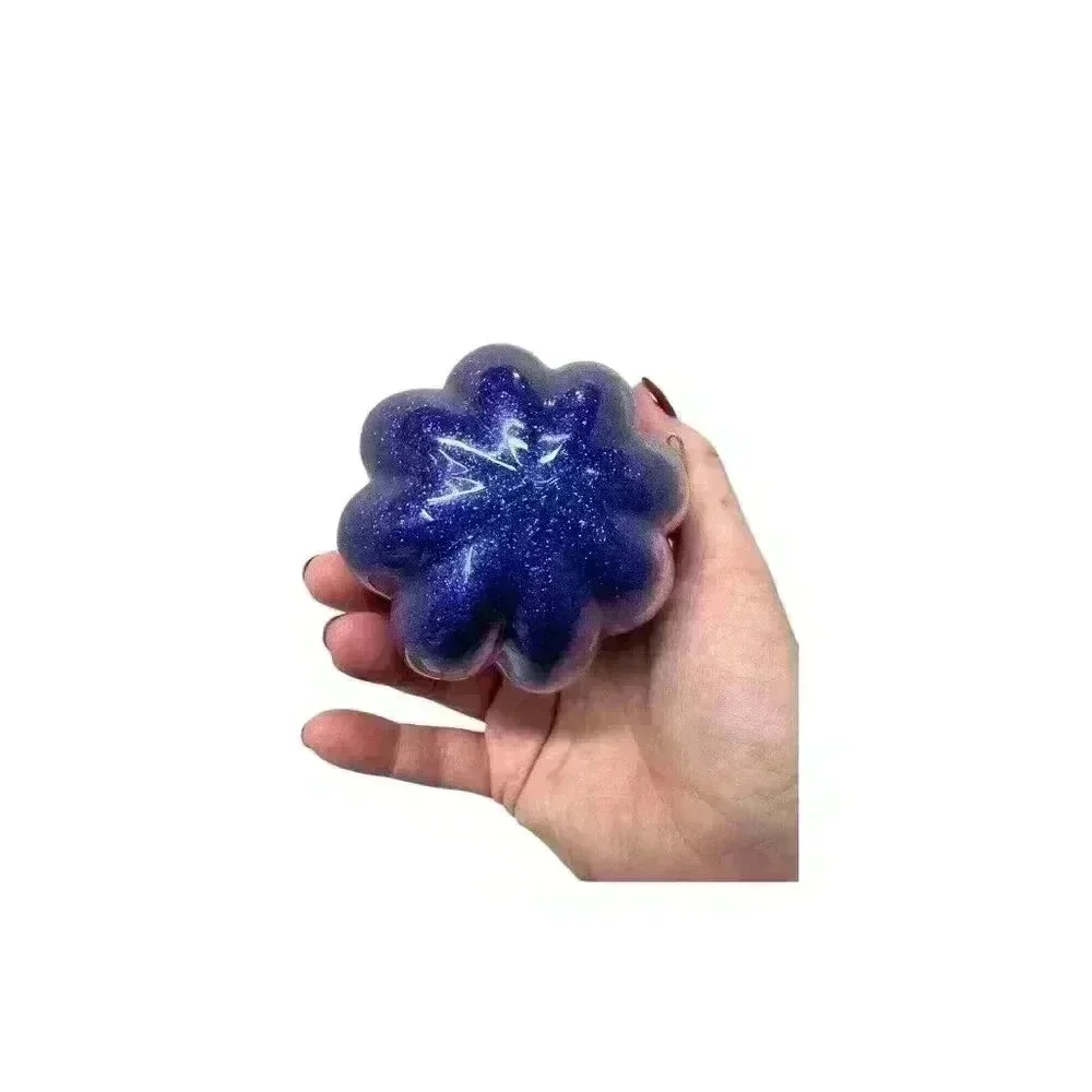 Glass Ribbed Amethyst/Blue Ball Hanging Christmas Ornament Sparkle
